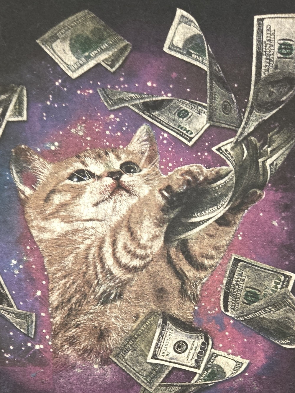 RARE SPENCER’S CAT MONEY MAKE IT RAIN T-SHIRT XL GRAPHIC BOSS GUC 💯 Cotton